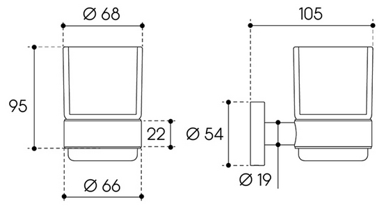 Стакан настенный, (цв.оружейная сталь / стекло мат.),  ZZ Aqueduto PONTO PON0245