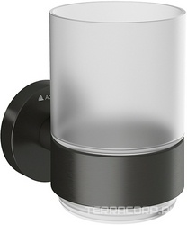 Стакан настенный, (цв.оружейная сталь / стекло мат.), PONTO ZZ