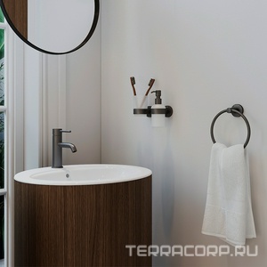 Стакан настенный, (цв.оружейная сталь / стекло мат.),  ZZ Aqueduto PONTO PON0245