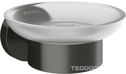 Мыльница настенная, (цв.оружейная сталь / стекло мат.), PONTO ZZ