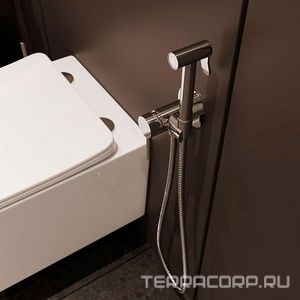 Смеситель совмещённый с гигиеническим душем, готовый комплект: лейка, шланг, скрытая часть, (цв.хром),  ZZ Aqueduto PUREZA PUR0200