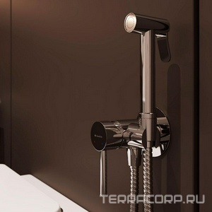 Смеситель совмещённый с гигиеническим душем, готовый комплект: лейка, шланг, скрытая часть, (цв.хром),  ZZ Aqueduto PUREZA PUR0200