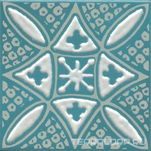 Керамическая плитка Kerama Marazzi Бахия Декор  2 бирюзовый глянцевый 9,8x9,8x0,7 Бирюзовый 