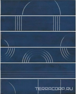 Керамическая плитка Kerama Marazzi Мажорель Панно  синий тёмный глянцевый (из 6 частей 6х28,5) 36x28,5x1 Синий 
