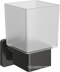 Стакан настенный, (цв.оружейная сталь / стекло мат.), RESPINGO ZZ