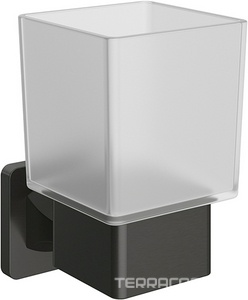 Стакан настенный, (цв.оружейная сталь / стекло мат.),  ZZ Aqueduto RESPINGO RES0245