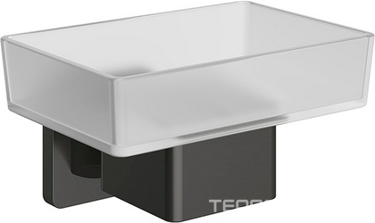 Мыльница настенная, (цв.оружейная сталь / стекло мат.), RESPINGO ZZ