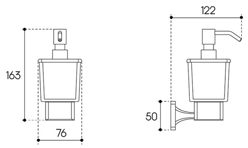 Дозатор настенный, (цв.хром / стекло мат.),  ZZ Aqueduto RESPINGO RES0400