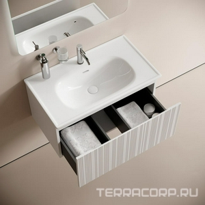 Тумба подвесная 785х453 мм, 1 выдвижн. ящик, без раковины арт.CN7005, цвет белый Sancos Code CD80W