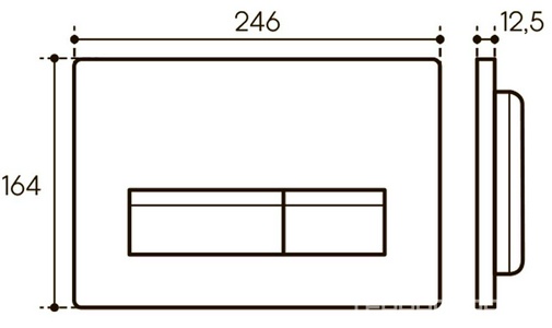 Клавиша двойного смыва для инстал., д/унитаза, (пластик цв.оружейная сталь),  Aqueduto Retangulo RET0245