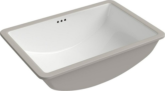 Раковина встраиваемая в столешницу снизу, прямоуг., 530х375хh220мм, без отв. д/смес., с переливом, (цв. белый глянец), Sotto