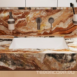 Раковина встраиваемая в столешницу снизу, прямоуг., 530х375хh220мм, без отв. д/смес., с переливом, (цв. белый глянец), Sotto