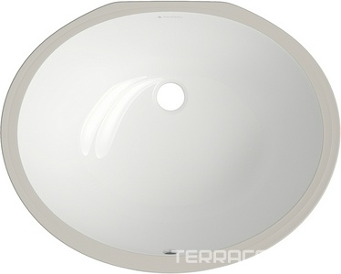 Раковина встраиваемая в столешницу снизу, 530х400хh210мм, без отв. д/смес., с переливом, (цв. белый глянец),  Aqueduto Sotto SOT0110