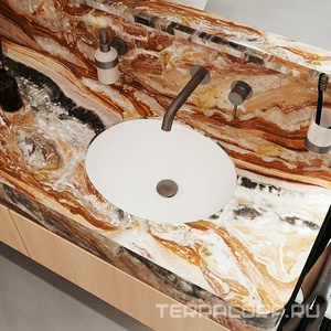 Раковина встраиваемая в столешницу снизу, 530х400хh210мм, без отв. д/смес., с переливом, (цв. белый глянец),  Aqueduto Sotto SOT0110