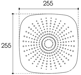 Верхний душ  255х255мм, (цв.шлифованное золото),  ZZ Aqueduto Chuva CHU1050