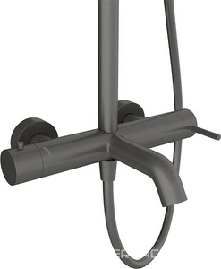 Смеситель для ванны/душа, со стационарным верхним душем пластик d250мм, ручн.душевая лейка, шланг в компл., (цв.оружейная сталь),  ZZ Aqueduto Chuva CHU0245