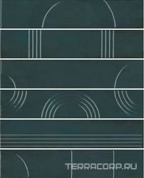 Панно Мажорель зелёный тёмный глянцевый (из 6 частей 6х28,5) 36x28,5x1