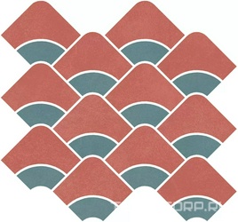 Декор Таделакт наборный красный, бирюзовый матовый обрезной 30x28x0,9