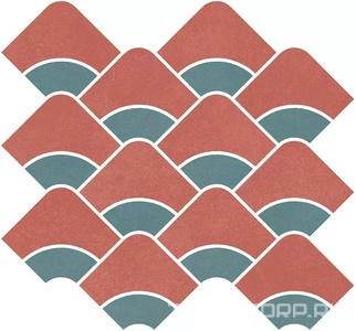 Керамическая плитка Kerama Marazzi Таделакт Декор  наборный красный, бирюзовый матовый обрезной 30x28x0,9 Комбинированный 