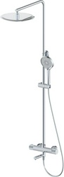 Смеситель-термостат для ванны(душа), со стационарным верхн.душем d30см., душевая лейка, шланг в компл., (цв.хром), Y-LINE ZZ