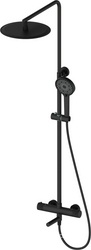 Смеситель-термостат для ванны(душа), со стационарным верхн.душем d30см., душевая лейка, шланг в компл., (цв.черный матовый), Y-LINE ZZ