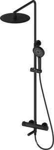 Смеситель-термостат для ванны(душа), со стационарным верхн.душем d30см., душевая лейка, шланг в компл., (цв.черный матовый),  ZZ Oliveeka Y-LINE OL-739902-MB