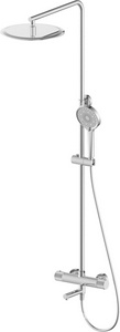 Смеситель-термостат для ванны(душа), со стационарным верхн.душем d30см., душевая лейка, шланг в компл., (цв.брашированный никель),  ZZ Oliveeka Y-LINE OL-739902-BN