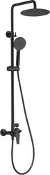 Смеситель для душа, со стационарным верхним душем d200мм., душевая лейка, шланг в компл., (цв.черный матовый), Eclipse ZZ