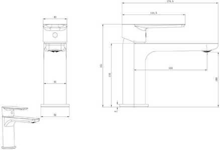 Смеситель для раковины, без д/к, (цв.черный матовый),  ZZ Allen Brau Eclipse 5.E1A01-31