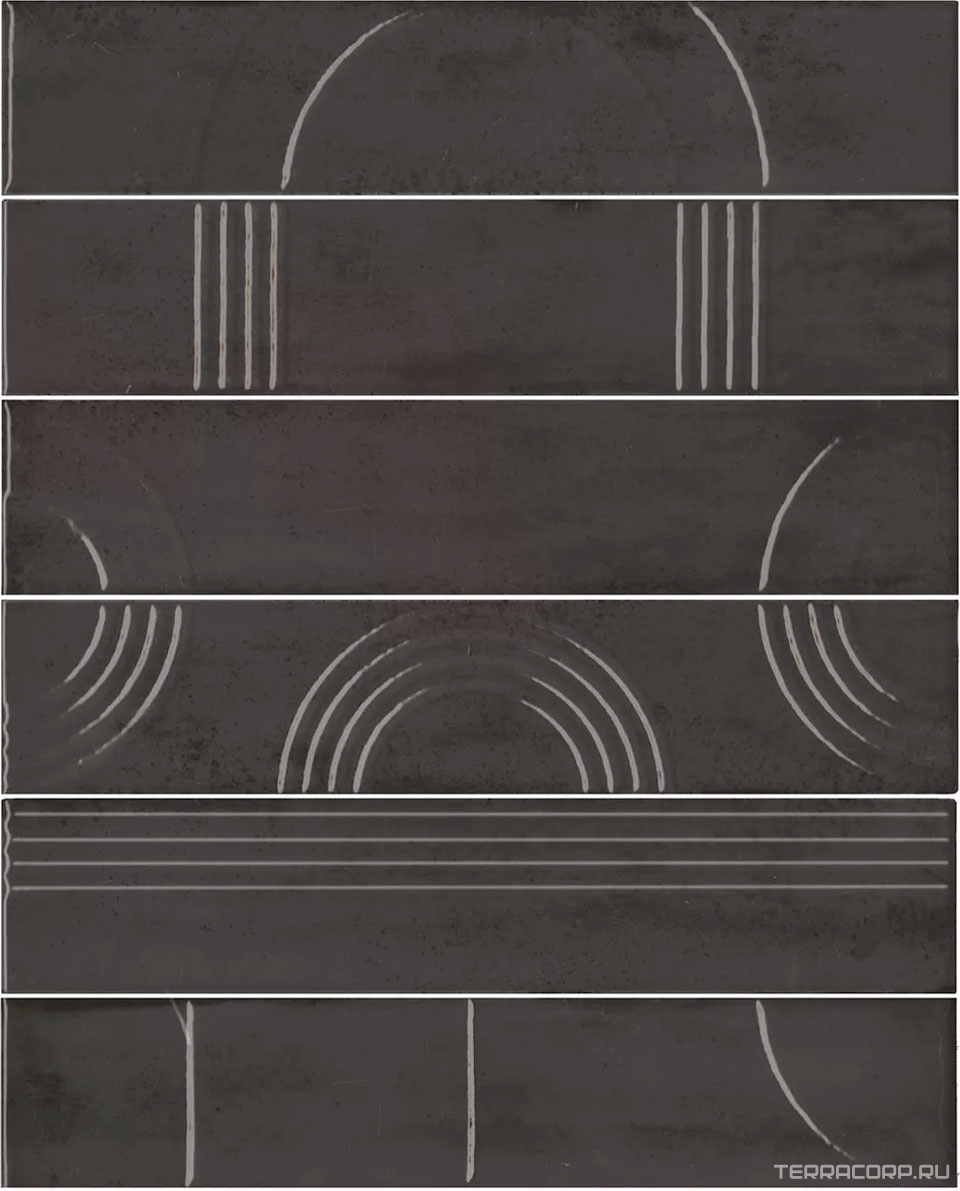 Керамическая плитка Kerama Marazzi Мажорель Панно чёрный глянцевый (из 6 частей 6х28,5) 36x28,5x1 Черный, фото 6