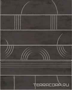 Керамическая плитка Kerama Marazzi Мажорель Панно  чёрный глянцевый (из 6 частей 6х28,5) 36x28,5x1 Черный 