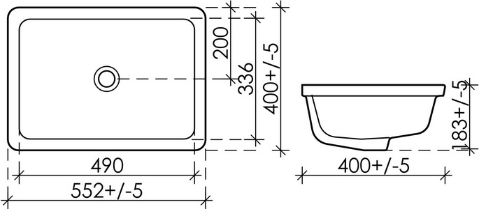 Раковина встраиваемая снизу, 550х400х185 мм, крепежв комплекте, цв.белый ZZ Ceramica Nova Element CN6045