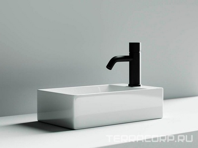 Раковина подвесная/накладная прямоугольная 38х22х10 см с отв. под смеситель R)  ZZ Ceramica Nova Element CN5007