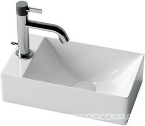 Раковина подвесная/накладная прямоугольная 38х22х10 см с отв. под смеситель R)  ZZ