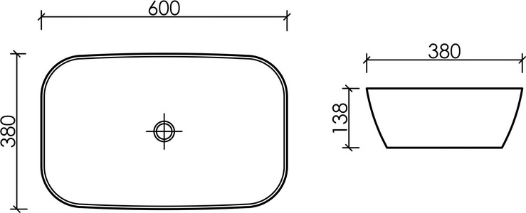Раковина  600х380х138 мм, накладная, цв. черный матовый ZZ Ceramica Nova Element CN6049MB