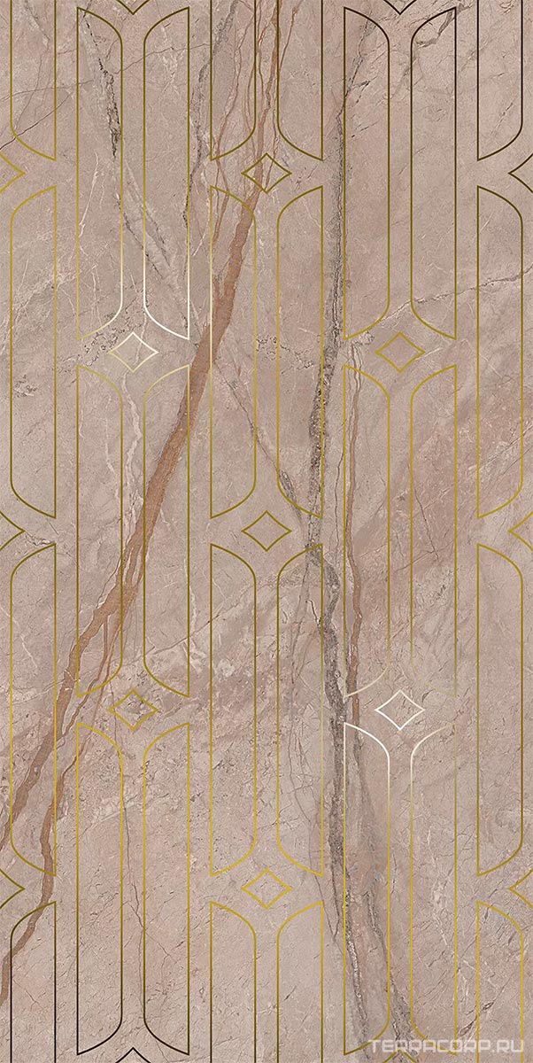 Керамическая плитка Kerama Marazzi Ифран Декор бежевый светлый глянцевый обрезной 60x119,5x0,9 Бежевый, фото 7