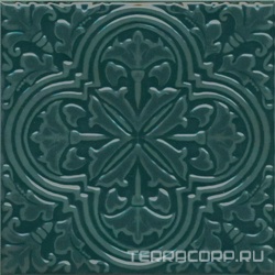 Декор Фес зелёный тёмный глянцевый 15x15x0,77