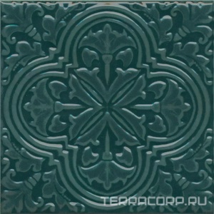 Керамическая плитка Kerama Marazzi Фес Декор  зелёный тёмный глянцевый 15x15x0,77 Зеленый 