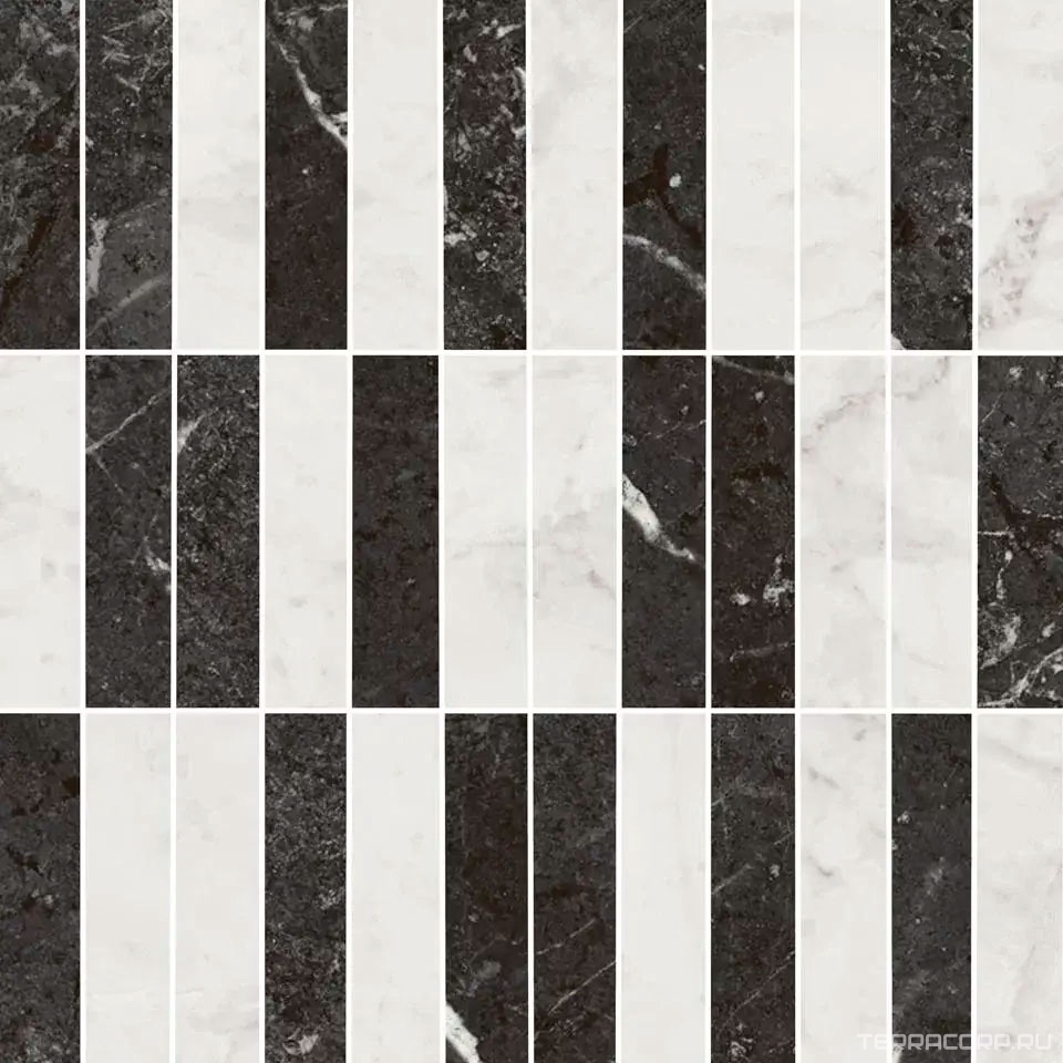Керамическая плитка Kerama Marazzi Тубкаль Декор мозаичный микс чёрный белый глянцевый обрезной 30x30x0,9 Комбинированный, фото 7