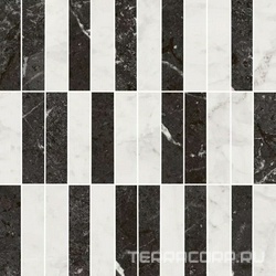 Декор Тубкаль мозаичный микс чёрный белый глянцевый обрезной 30x30x0,9