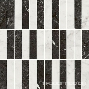 Керамическая плитка Kerama Marazzi Тубкаль Декор  мозаичный микс чёрный белый глянцевый обрезной 30x30x0,9 Комбинированный 