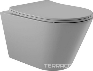 Унитаз подвесной 525х360мм, безободковый, смыв Tornado, сиденье с микролифтом, крепёж в компл., (цв.серый матовый), Cone Tornado ZZ