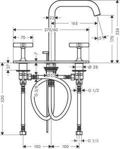 Смеситель для раковины 170, на 3 отв., с д/к, (цв.хром),  ZZ Hansgrohe Axor Citterio E 36116000