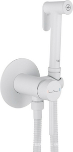 Смеситель совмещённый с гигиеническим душем: готовый комплект: лейка, шланг, скрытая часть, (цв.белый матовый),  ZZ Wonzon & Woghand STICK WW-88829902-MW