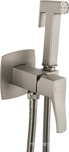 Смеситель совмещённый с гигиеническим душем: готовый комплект: лейка, шланг, скрытая часть, (цв.браш.никель),  ZZ Wonzon & Woghand FLEX WW-88829072-BN