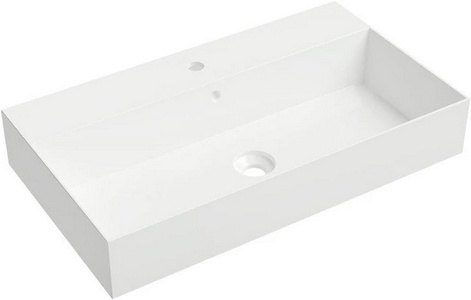 Раковина подвесная/накладная на столешницу 81x46х13,5, с 1 отв.д/смесит., с переливом, (цв.белый глянец) ZZ Alice Spy 34330101