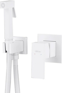 Смеситель совмещённый с гигиеническим душем, готовый комплект: лейка, шланг, скрытая часть, (цв.белый матовый),  ZZ Abber Daheim AF8225W