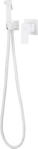 Смеситель совмещённый с гигиеническим душем, готовый комплект: лейка, шланг, скрытая часть, (цв.белый матовый),  ZZ Abber Daheim AF8225W