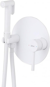 Смеситель совмещённый с гигиеническим душем, готовый комплект: лейка, шланг, скрытая часть, (цв.белый матовый),  ZZ Abber Emotion AF8826W