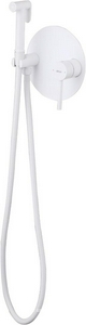 Смеситель совмещённый с гигиеническим душем, готовый комплект: лейка, шланг, скрытая часть, (цв.белый матовый),  ZZ Abber Emotion AF8826W